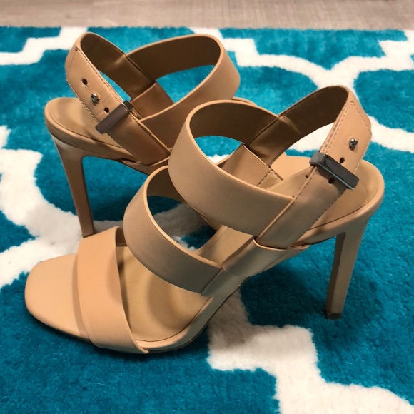 Ann Taylor Tan Heeled Sandals with Silver Buckle - Picture 5 of 8